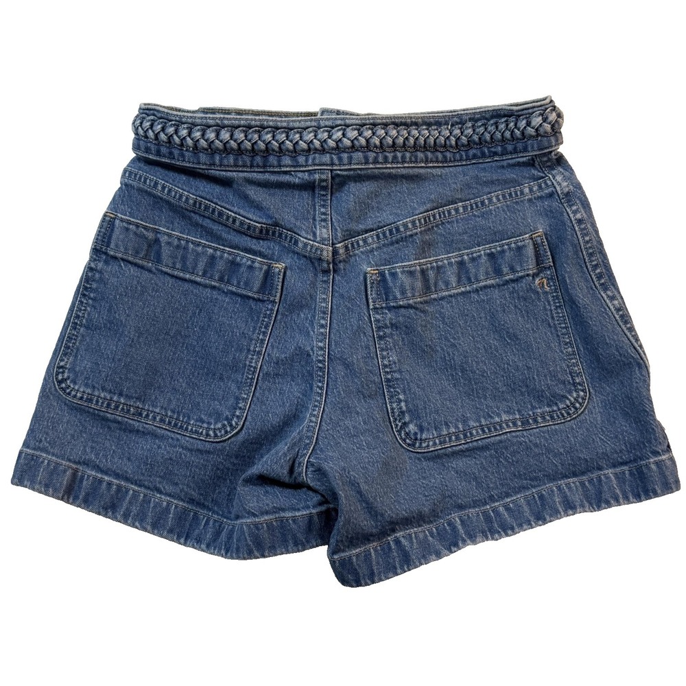 Madewell X Lisa Says Gah Shorts Womens 25 Blue Denim Braided Waist Shell Button - Picture 8 of 9